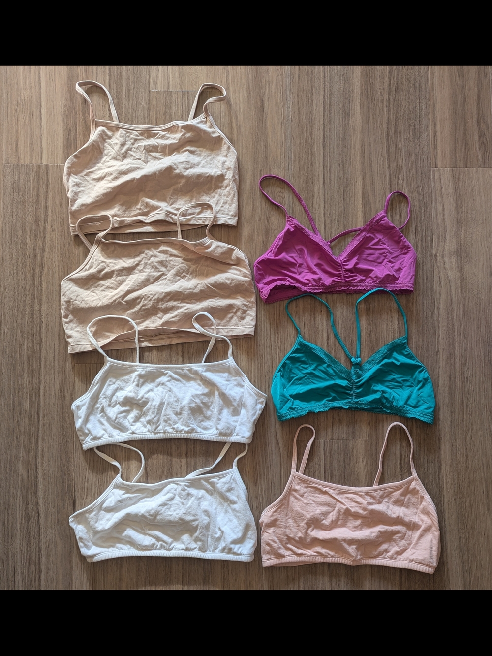Assorted Bralette Bundle - Cream, White, Pink, Teal, Magenta